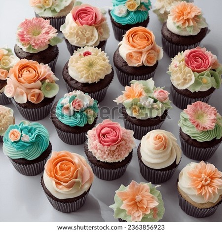 Mini cupcakes bouquet background decorative image.