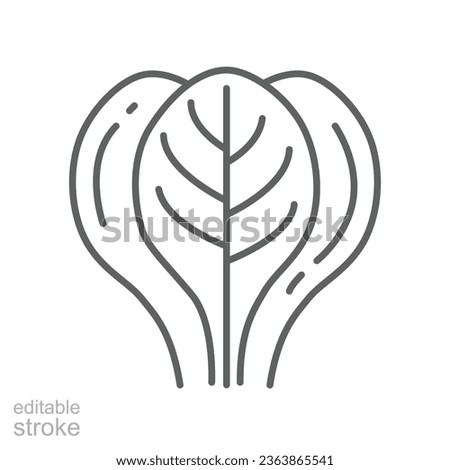Spinach icon. Leaves vegetable logo Spice for food apps and websites. Tasty fresh herb green leaf healthy lettuce concept Editable stroke. Vector illustration design on white background. EPS 10 Royalty-Free Stock Photo #2363865541
