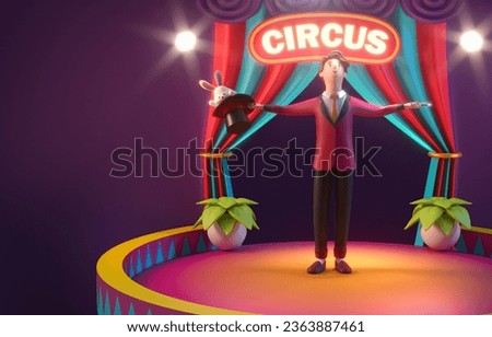 Magic Show in a Circus. 3D Illustration