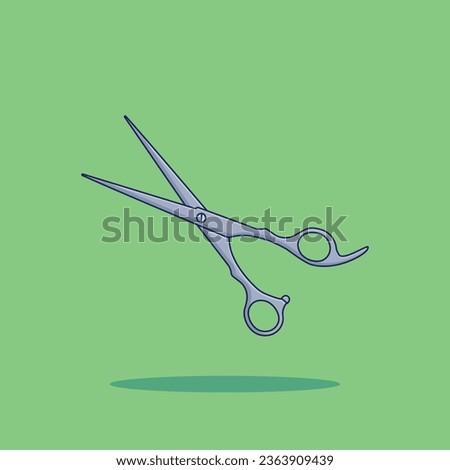 A Cartoon Vector Icon Illustration of Hair Scissors, Depicting Barber's Tools Object Icon Concept. Isolated Premium Flat Design