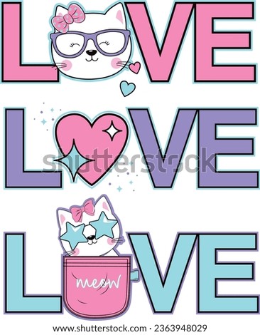 love cat heart cute fashion