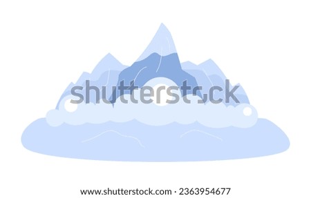 Avalanche occurrence semi flat colour vector object. Natural disaster. Snowfall from mountain. Editable cartoon clip art icon on white background. Simple spot illustration for web graphic design