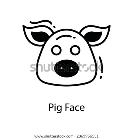 Pig Face doodle Icon Design illustration. Agriculture Symbol on White background EPS 10 File