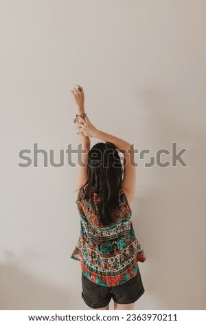 woman dancing on an white background