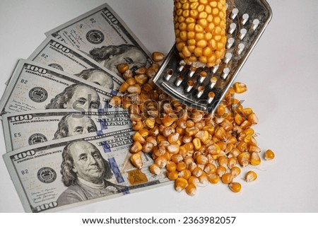 A picture that shows that there will be a very big corn crisis, and it is shown how the corn is grated with a grater in order to save on it.