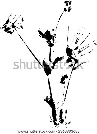 Plant branch imprint. Black silhouette of botanical element. Vector illustartion.  Royalty-Free Stock Photo #2363993683