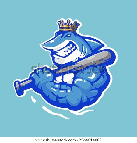 King Shark Mascot Logo Design Illustration Vector