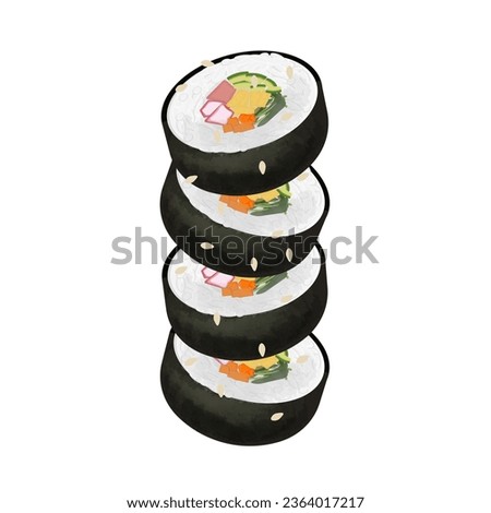Korean Sushi Gimbap Or Kimbap Illustration Logo Royalty-Free Stock Photo #2364017217
