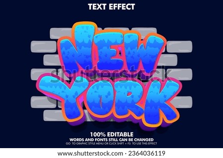 Modern graffiti font effect with highlight and shadow, youth style lettering font. New York Graffiti 