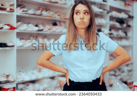 
Stressed Woman Thinking in Shoe Store What to Buy
Undecided customer trying to figure out which shoes to buy
 Royalty-Free Stock Photo #2364050433