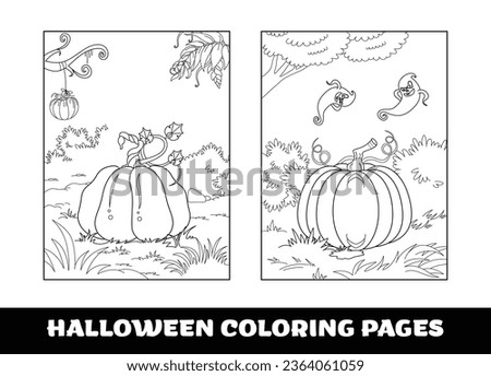 Halloween pumpkin coloring pages for kids. Pumpkin themed outlined for coloring page on white background..