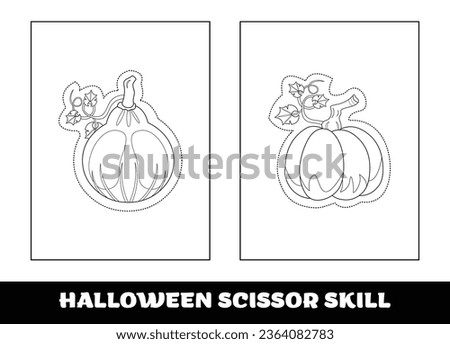 Halloween scissor skill for kids. Halloween scissor skill coloring page for kids..