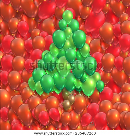 Christmas tree made by balloons, vector 