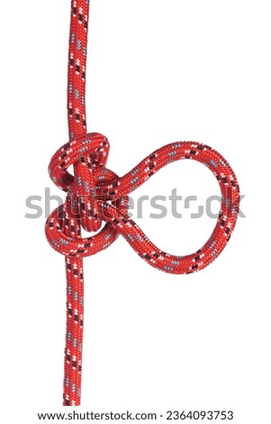 a red climbing rope knotted on a transparent background