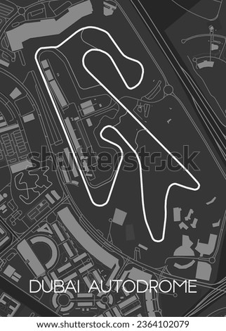 Dubai Autodrome Track Map for Poster Wall Art Royalty-Free Stock Photo #2364102079