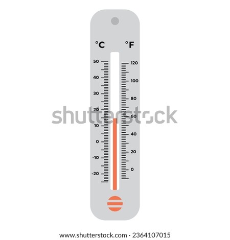 Celsius and Fahrenheit thermometer vector illustration on white background. Royalty-Free Stock Photo #2364107015