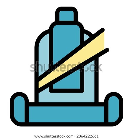 Soft seat belt icon outline vector. Road accident. Secure lock color flat