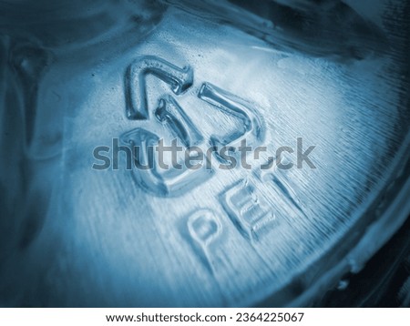 Close-up of plastic recycling symbol number 1 PET