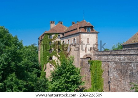View of Lutzelstein Castle in La Petite-Pierre. Bas-Rhin department in Alsace region of France Royalty-Free Stock Photo #2364226509