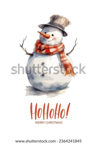 Watercolor Christmas Snowman Clipart Collection for Charming Holiday Designs Royalty-Free Stock Photo #2364241845