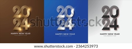 Happy New Year Number Logo Material for Happy New Year 2024 celebration. Premium design vector for Poster Royalty-Free Stock Photo #2364253973