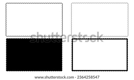black white rectangular scalloped frame set