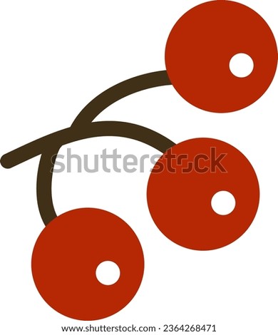 Red round berries on a branch. Clipart. Clipart. Isolated element.	 