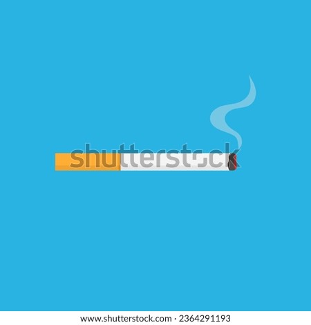 Lit cigarette with smoke flat vector illustration Royalty-Free Stock Photo #2364291193
