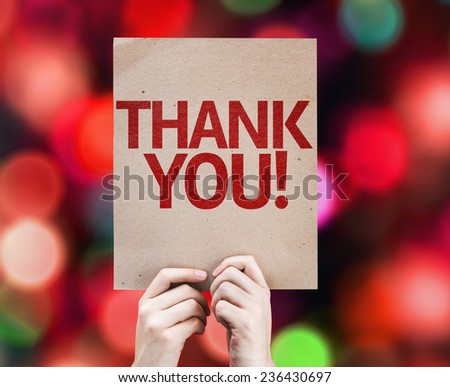 Thank You card with colorful background with defocused lights Royalty-Free Stock Photo #236430697