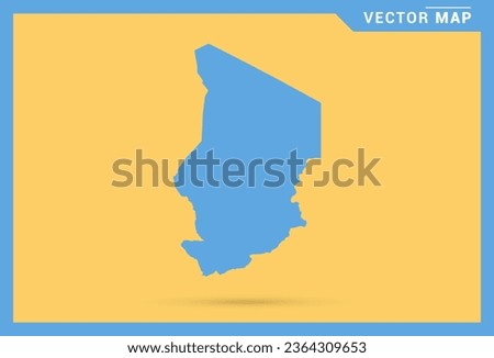Map blue of Chad on yellow background vector.