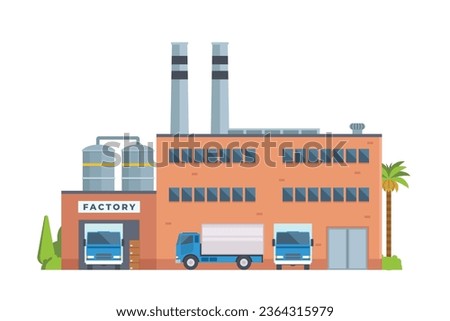 Vector illustration of factory buildings flat and front view for your design