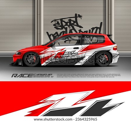 Sport racing car wrap design vector for race car, pickup truck, rally, adventure vehicle, uniform, jersey, cycling, football, gaming and sport livery.