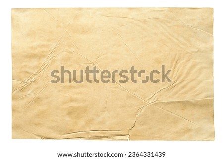 shabby paper texture isolated on white background. ancient papyrus page worn out over time Royalty-Free Stock Photo #2364331439
