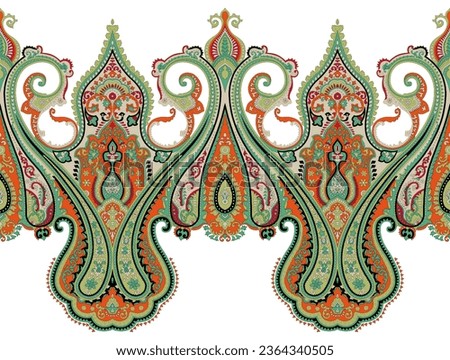 Digital paisley ornament design motif.