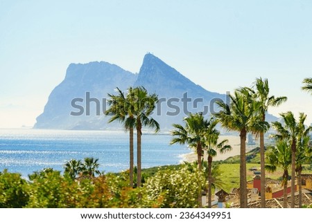 Gibraltar rock, british overseas territory on spanish coast. Tourist attraction. Royalty-Free Stock Photo #2364349951