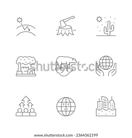 Set line icons of climate change Royalty-Free Stock Photo #2364362199