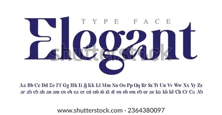 Bold serif font in modern style, this typeface has a big set of ligatures and alternates and can be used for logos Royalty-Free Stock Photo #2364380097