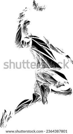 Hand sketch volleyball player. Beach volleyball player in action