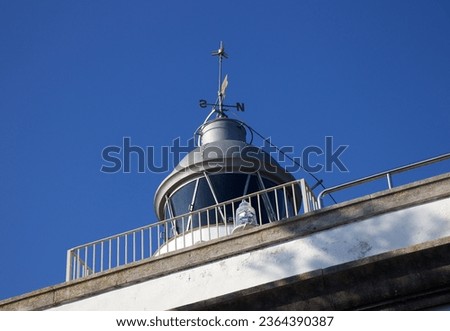 Detail picture of the tower of lighthouse "Faro de Tossa" located at the small mediterranean village Tossa de Mar (Spain)