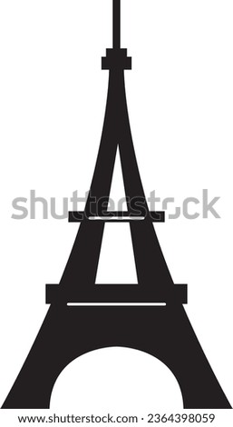 Simple black flat drawing of the French historical landmark monument of the EIFFEL TOWER, PARIS