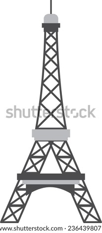 Simple monochromatic flat drawing of the French historical landmark monument of the EIFFEL TOWER, PARIS