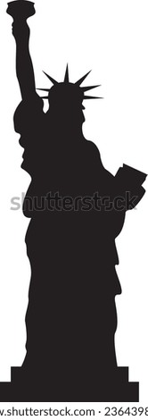 Simple black flat drawing of the American historical landmark monument of the STATUE OF LIBERTY, NEW YORK CITY