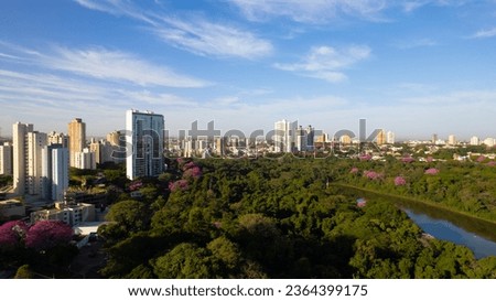 Aerial View of Maringa, Cathedral and downtown. Several buildings. Royalty-Free Stock Photo #2364399175