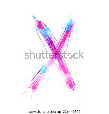 Twinkle light alphabet X with uppercase isolated on white background.