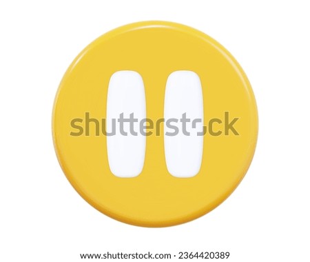 3d yellow pause button icon. Symbol to watch tv, video, movie,live stream. Stock vector illustration on isolated background. Royalty-Free Stock Photo #2364420389