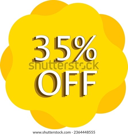 35% Off Discount Yellow Vector and Illustration Art in White Background