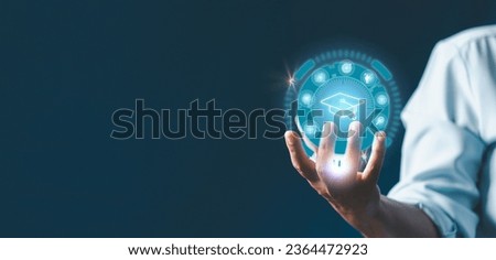 EdTech Education technology distance learning online concept. Online education training and e-learning webinar on internet for personal development and professional qualifications. Royalty-Free Stock Photo #2364472923