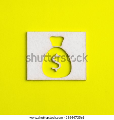 Money bag on yellow background - Dollar business concept