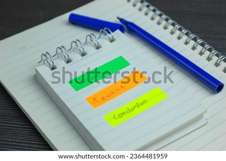 Diversity Equality Conclusion written on colored sticky notes in notebook on office desk background