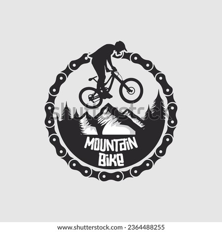 Mountain bike logo emblem vector image.downhill logo  backfround vector. Royalty-Free Stock Photo #2364488255